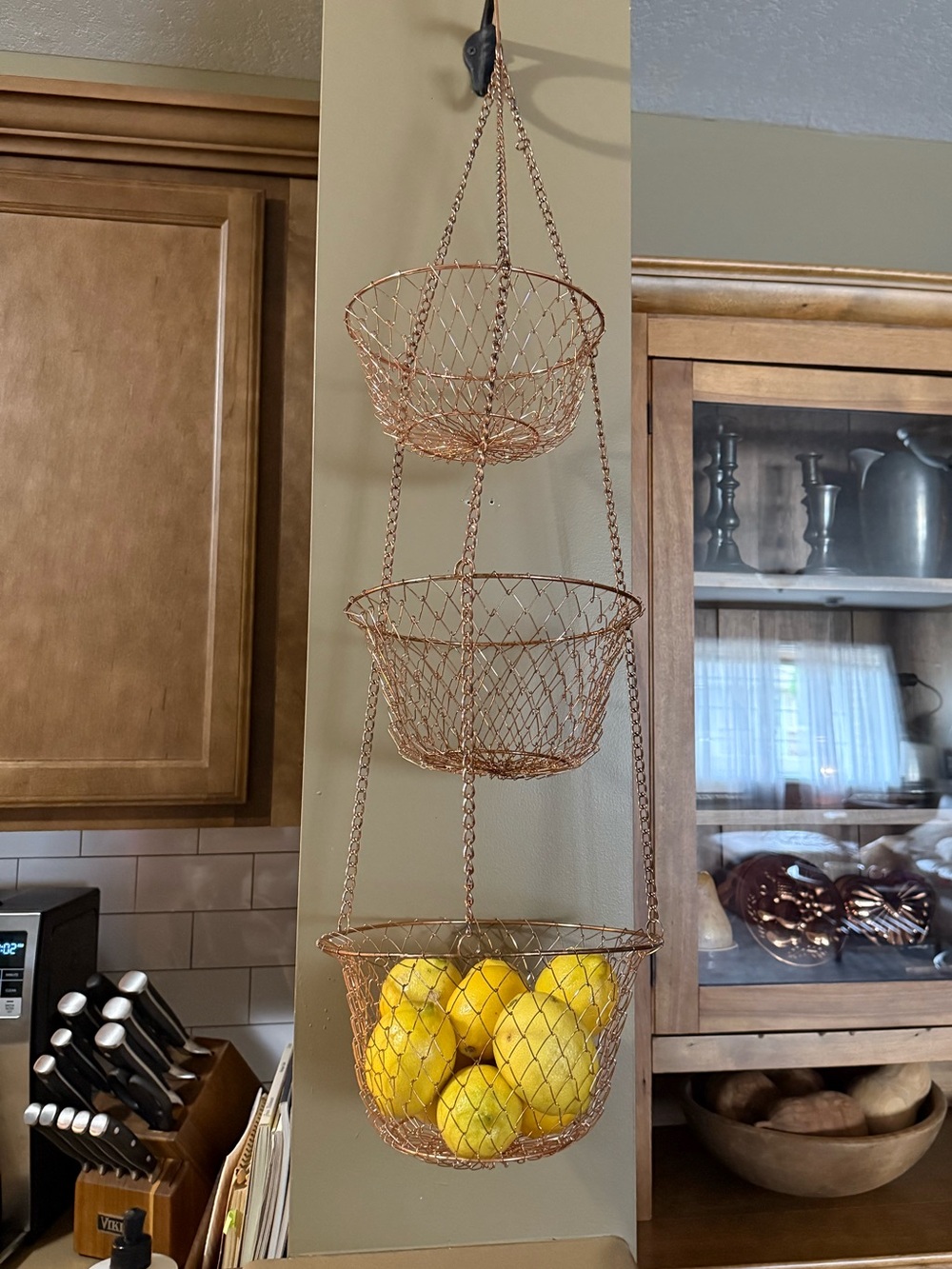 3 Tier Vintage Copper Wire Hanging Fruit Basket